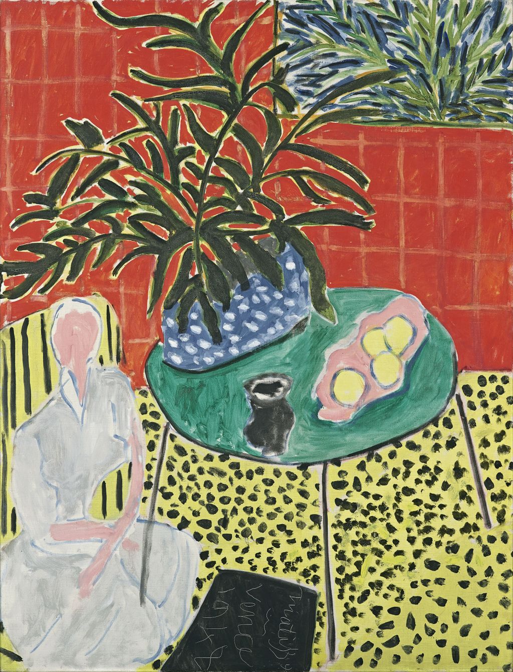 HENRI MATISSE, INTÉRIEUR À LA FOUGÈRE NOIRE (INTERIEUR MIT SCHWARZEM FARN), 1948Öl auf Leinwand, 116.5 x 89.5 cm Fondation Beyeler, Riehen/Basel, Sammlung Beyeler © Succession H. Matisse / 2024, ProLitteris, Zurich Foto: Robert Bayer