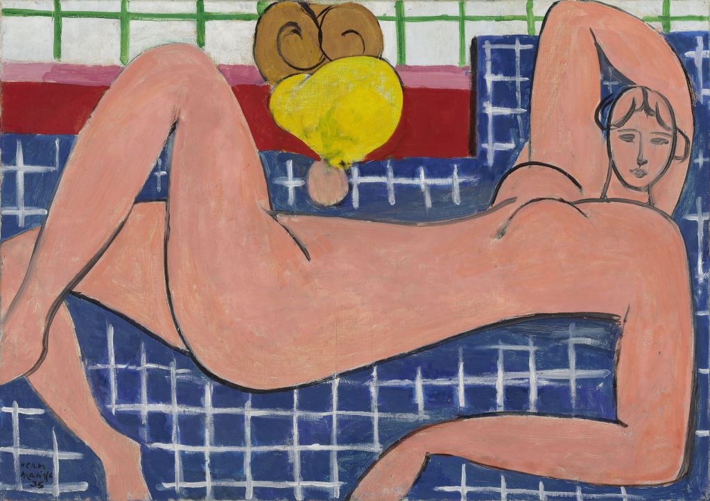 HENRI MATISSE, GRAND NU COUCHÉ (NU ROSE) [GROSSER LIEGENDER AKT (ROSAFARBENER AKT)], 1935Öl auf Leinwand, 66.4 x 93.3 cm The Baltimore Museum of Art, The Cone Collection, gegründet von Dr. Claribel Cone und Etta Cone, Baltimore, Maryland, 1950 © Succession H. Matisse / 2024, ProLitteris, Zurich Foto: Mitro Hood