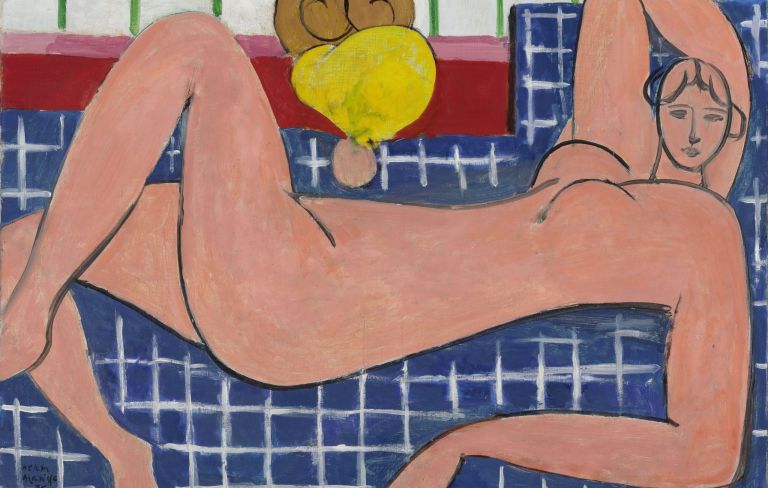 HENRI MATISSE, GRAND NU COUCHÉ (NU ROSE) [GROSSER LIEGENDER AKT (ROSAFARBENER AKT)], 1935 Öl auf Leinwand, 66.4 x 93.3 cm The Baltimore Museum of Art, The Cone Collection, gegründet von Dr. Claribel Cone und Etta Cone, Baltimore, Maryland, 1950 © Succession H. Matisse / 2024, ProLitteris, Zurich Foto: Mitro Hood